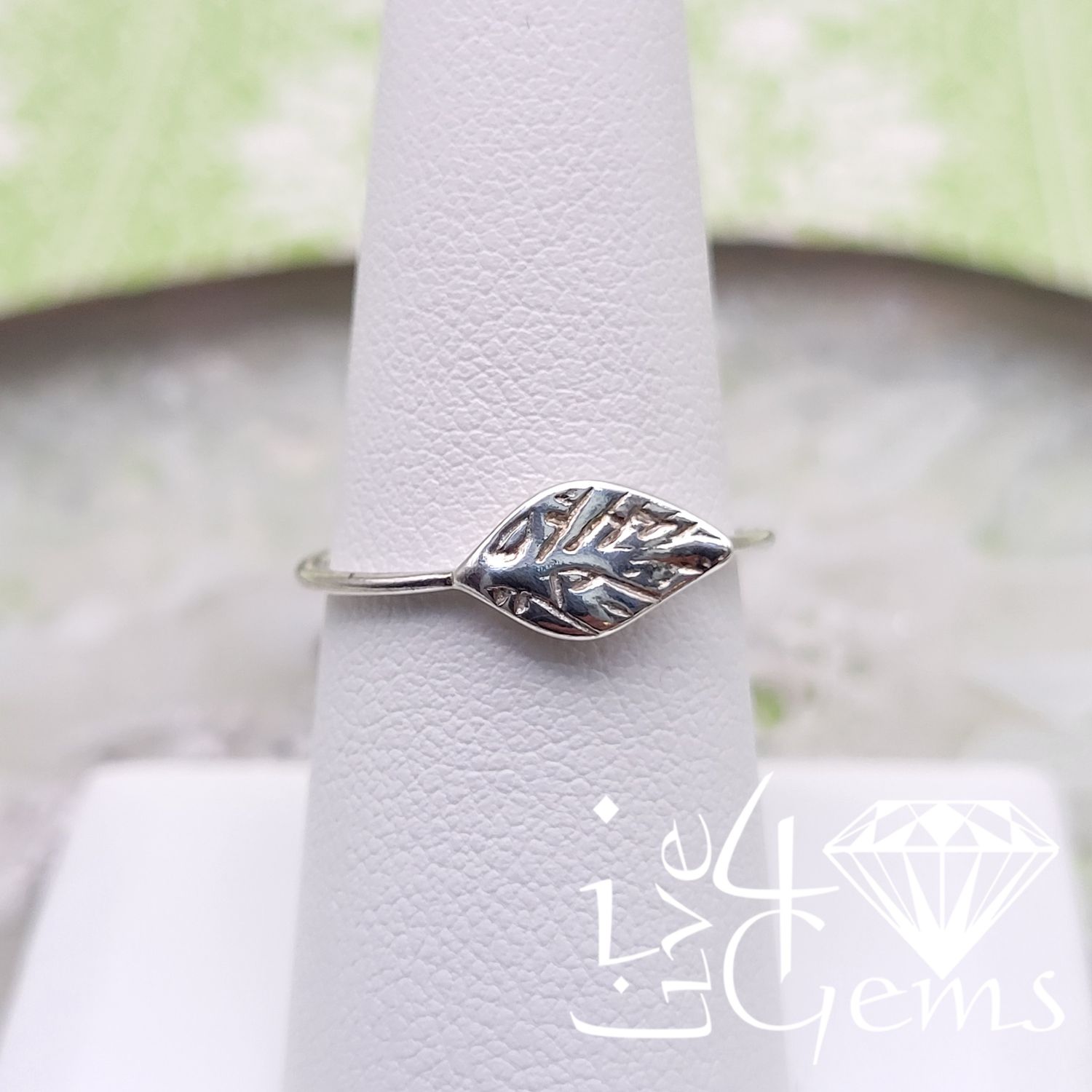 Silver Thin Plain Leaf Ring