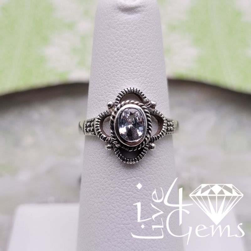 Silver Vintage Clear CZ Ring