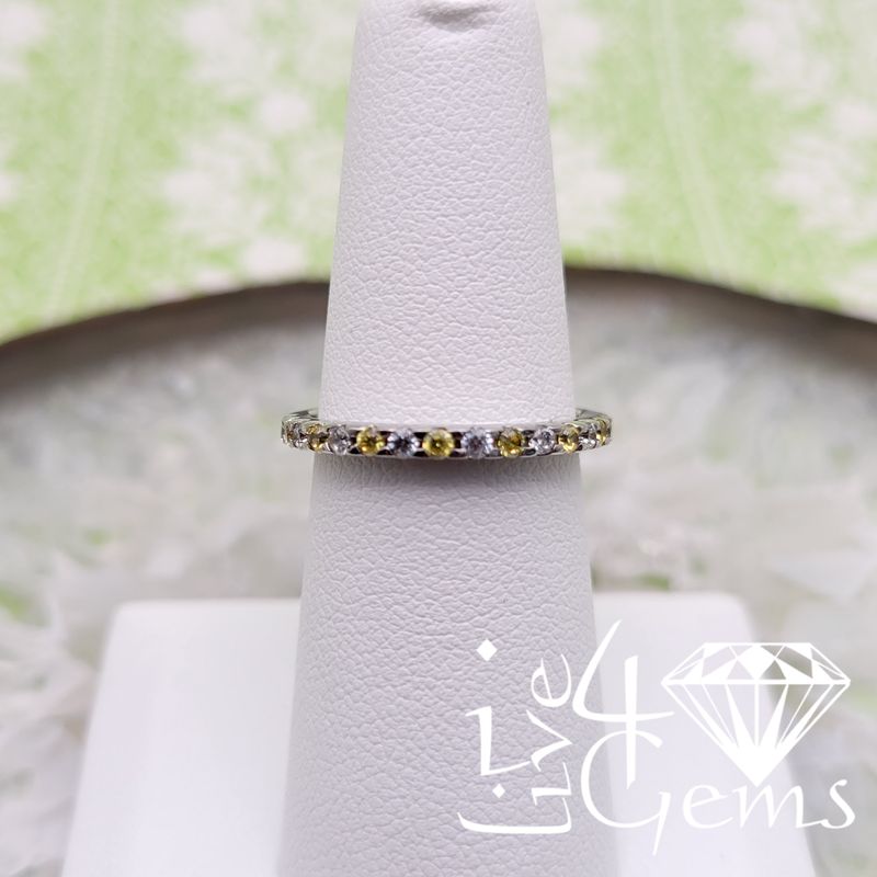 Silver Yellow/White CZ Ring