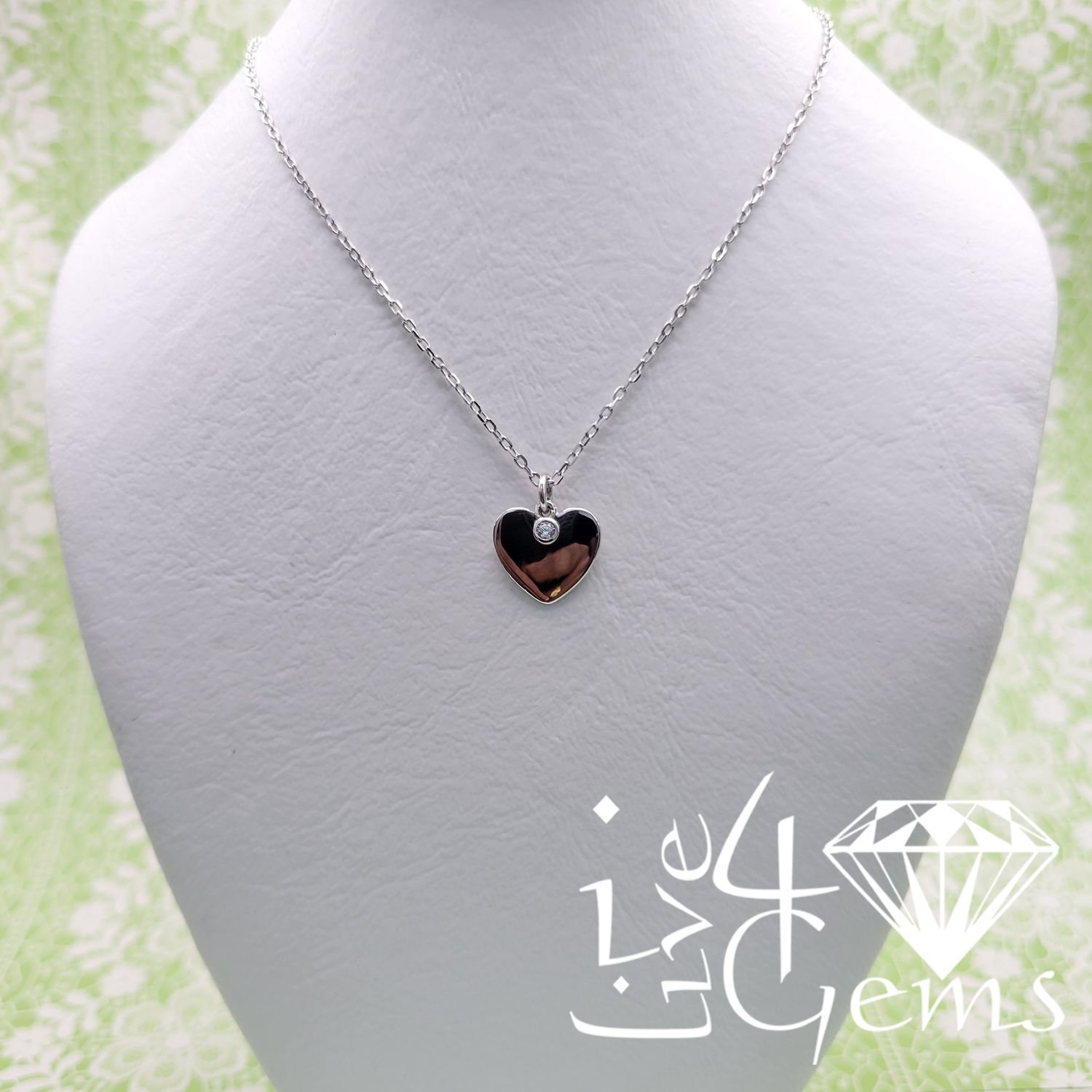 Silver Small Heart Pendant w Chain