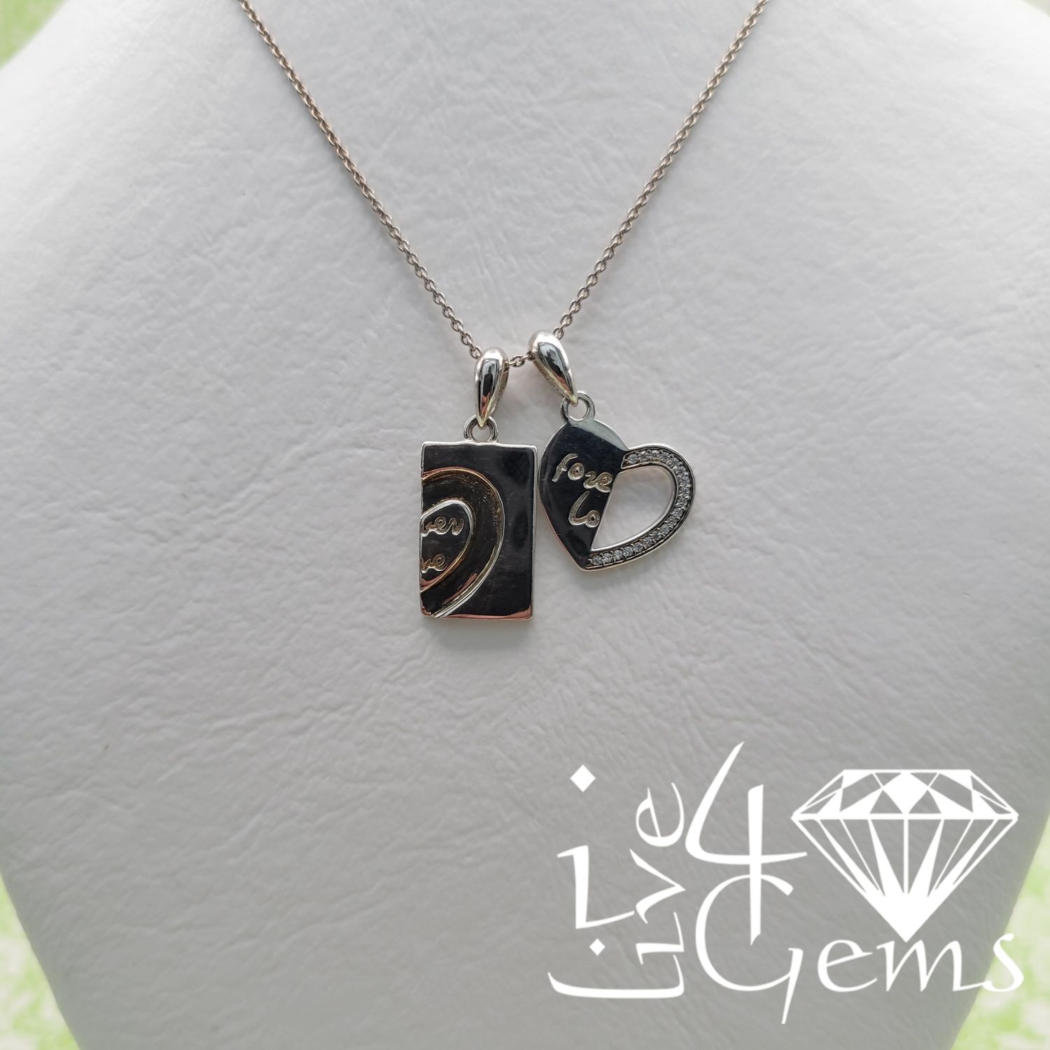 Silver Forever Love Interlocking Pendants w Chain