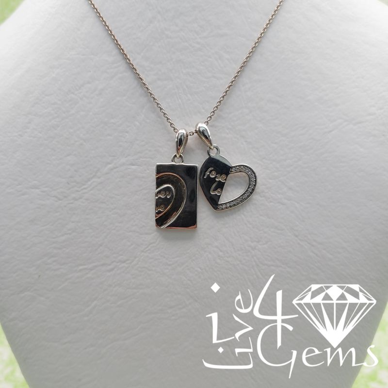 Silver Forever Love Interlocking Pendants w Chain