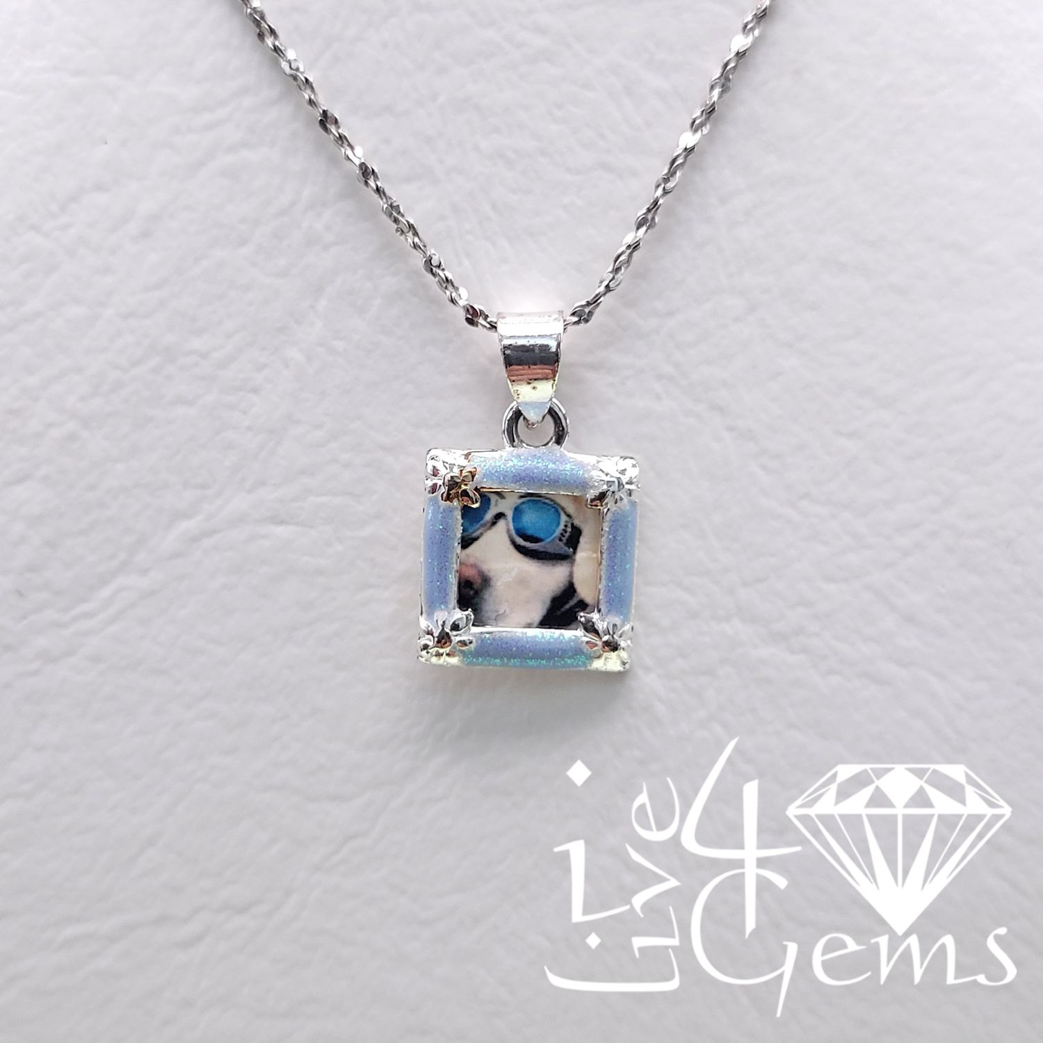 Silver Picture Frame Pendant w Chain