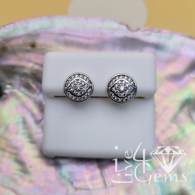 Silver Cz Eye Screwback