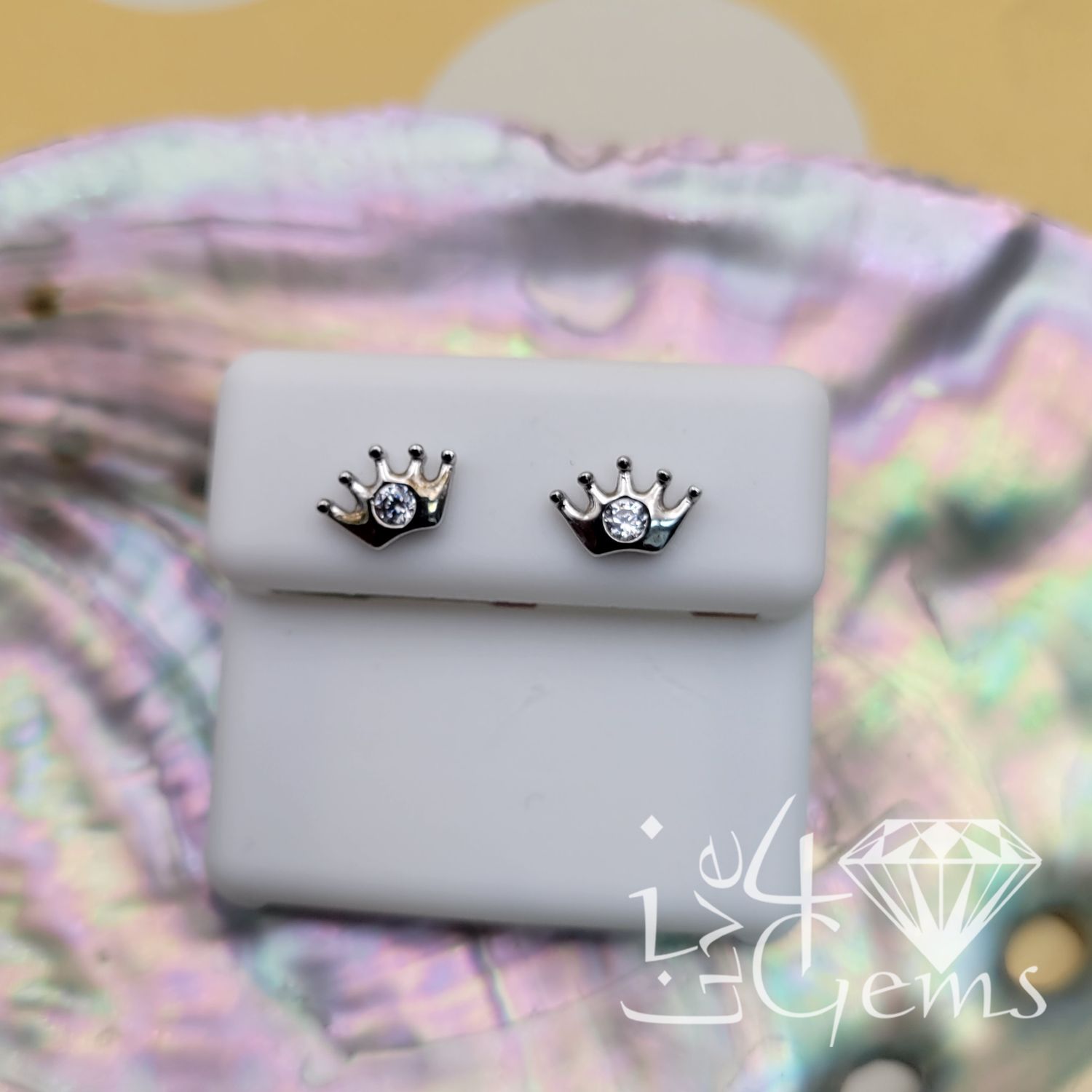 Silver Crown Cz Stud