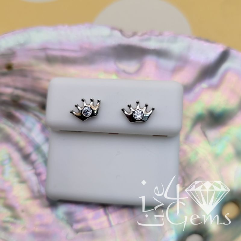 Silver Crown Cz Stud