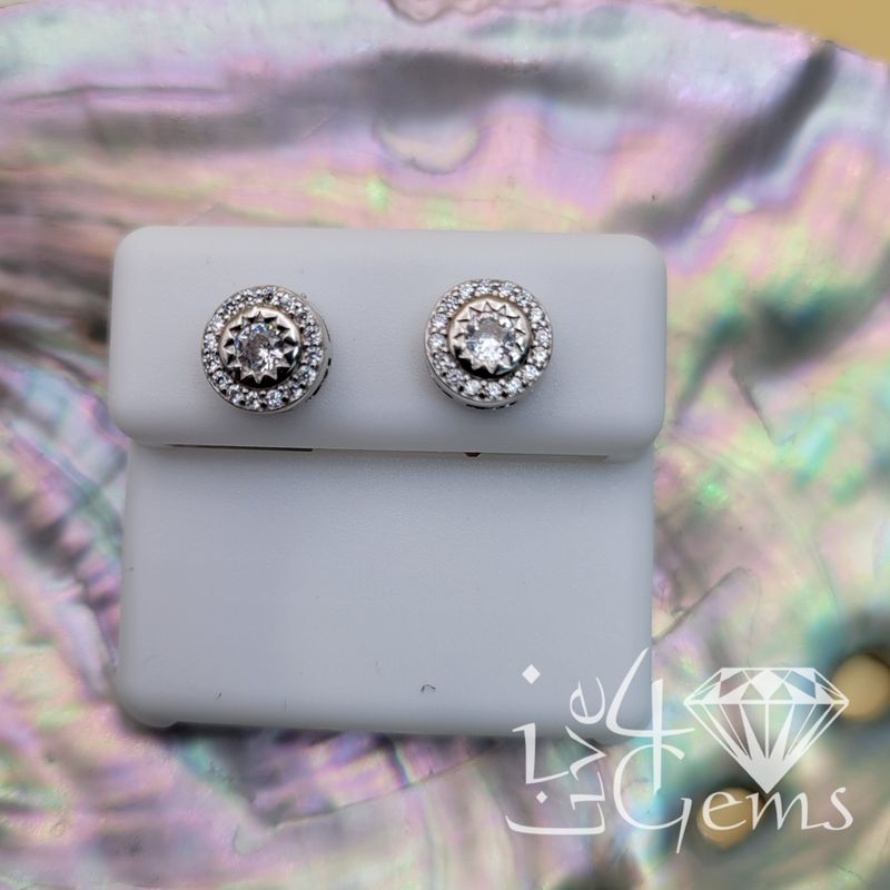 Silver Cz Halo Sun Screwback