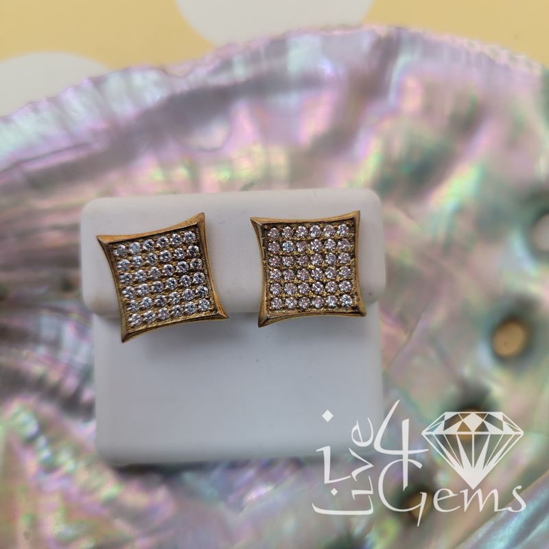 Silver GP Cz Large Square Stud