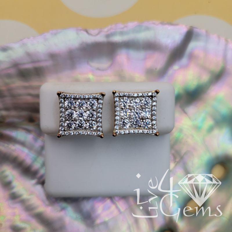 Silver GP Cz Square Stud Screwback