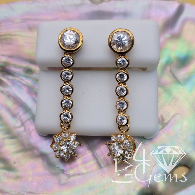 Silver GP Cz Flower Dangling Earring