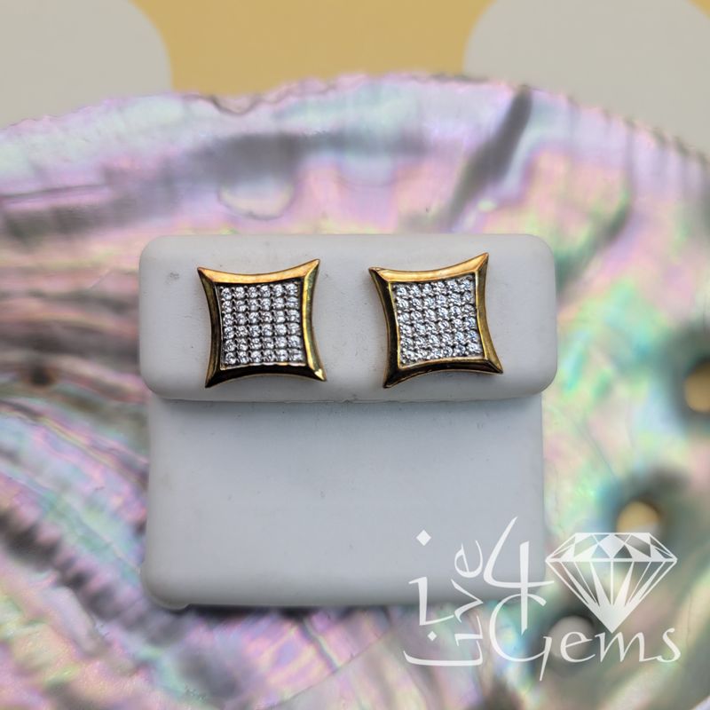 Silver GP Cz Medium Square Stud