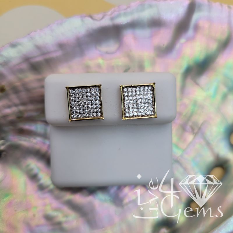 Silver GP Cz Square Cluster Stud Screwback