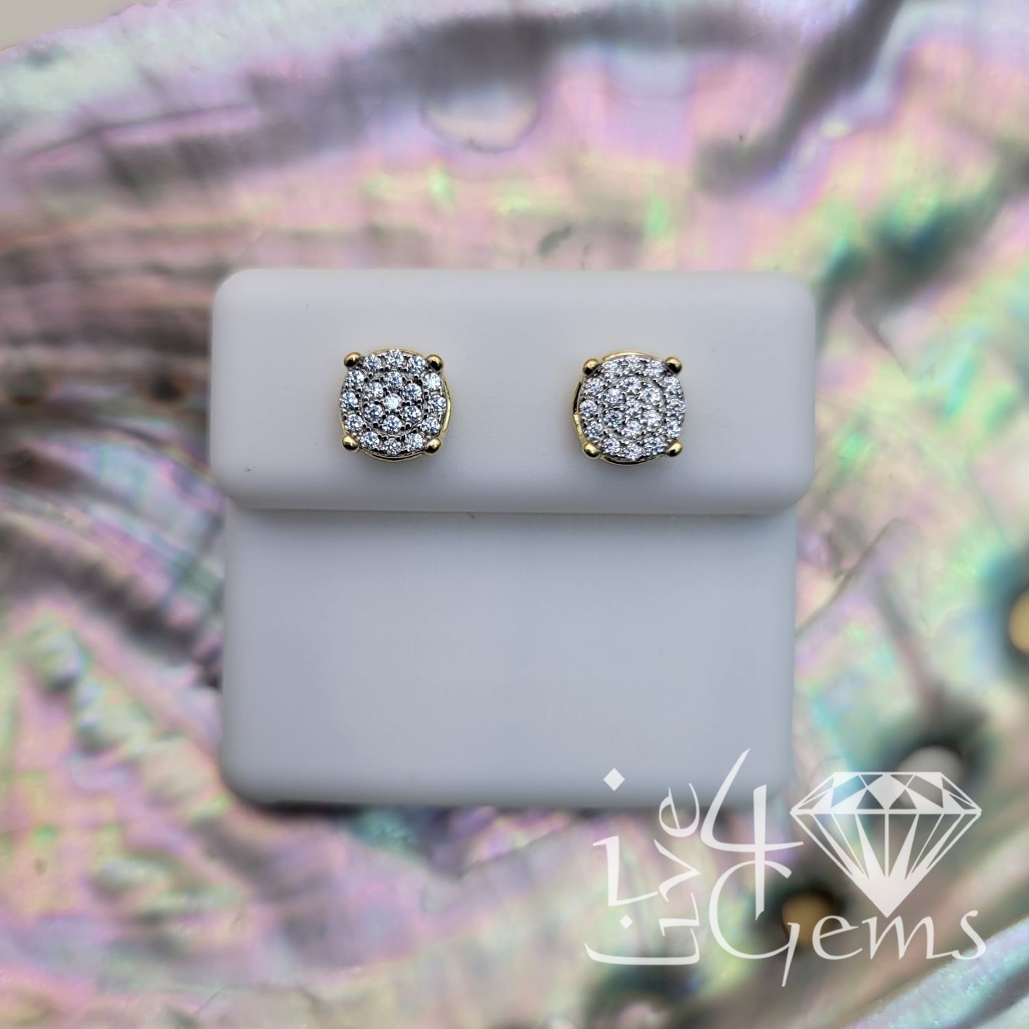 Silver GP Round Cz Stud Screwback