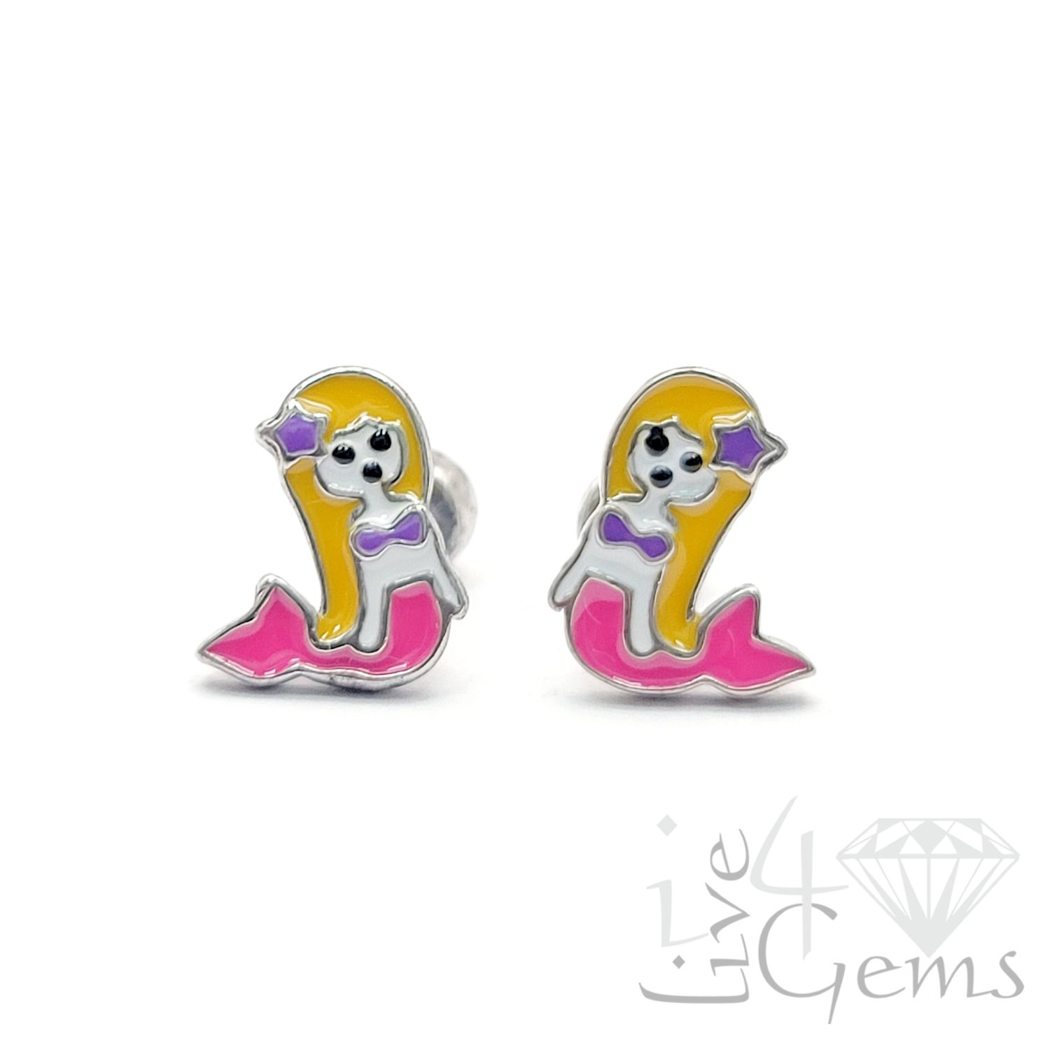 Silver Mermaid Screwback