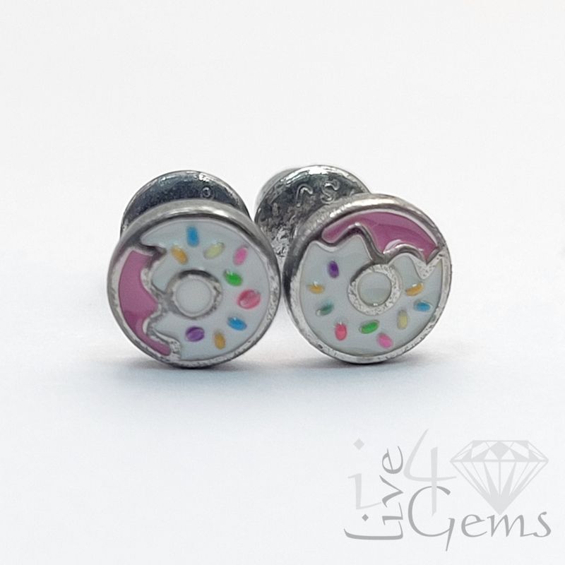 Silver Pink Donut Screwback