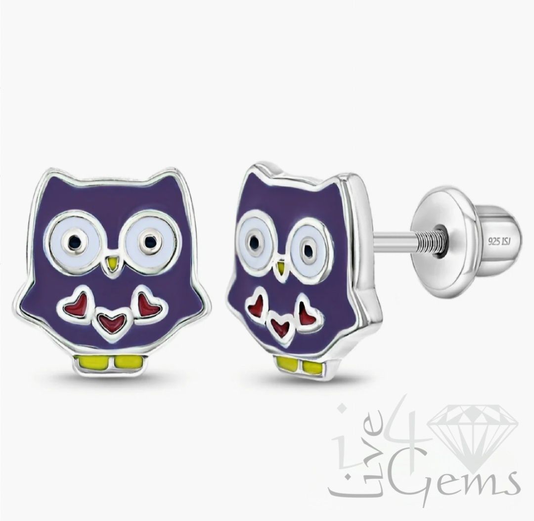 Silver Purple Owl Screwback