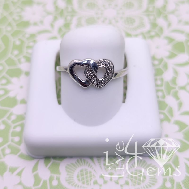 Silver  0.05ct Dia Double Heart Ring