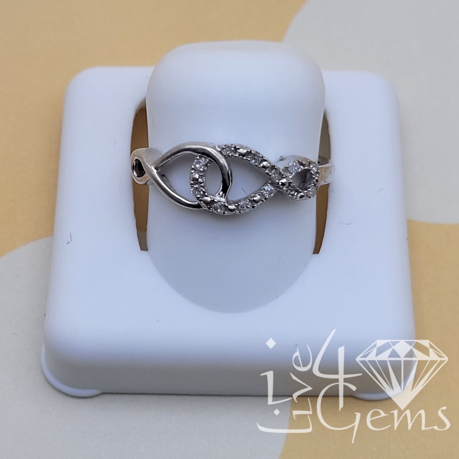 Silver Diamond Double Infinity Ring