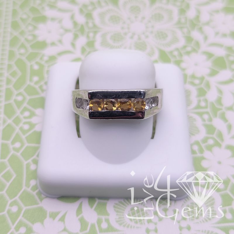 Silver Rectangle Top Citrine Ring