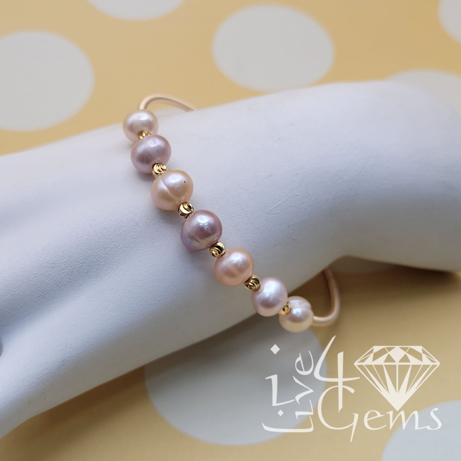 Peach/Pink Pearl Cuff Bracelet