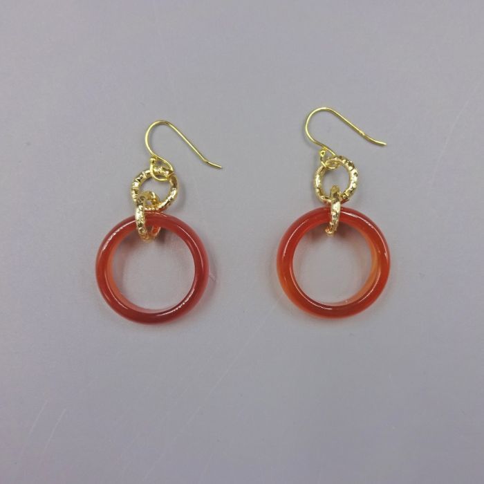 Hoop Earring Silver Vermeil , Gemstone: Carnelian