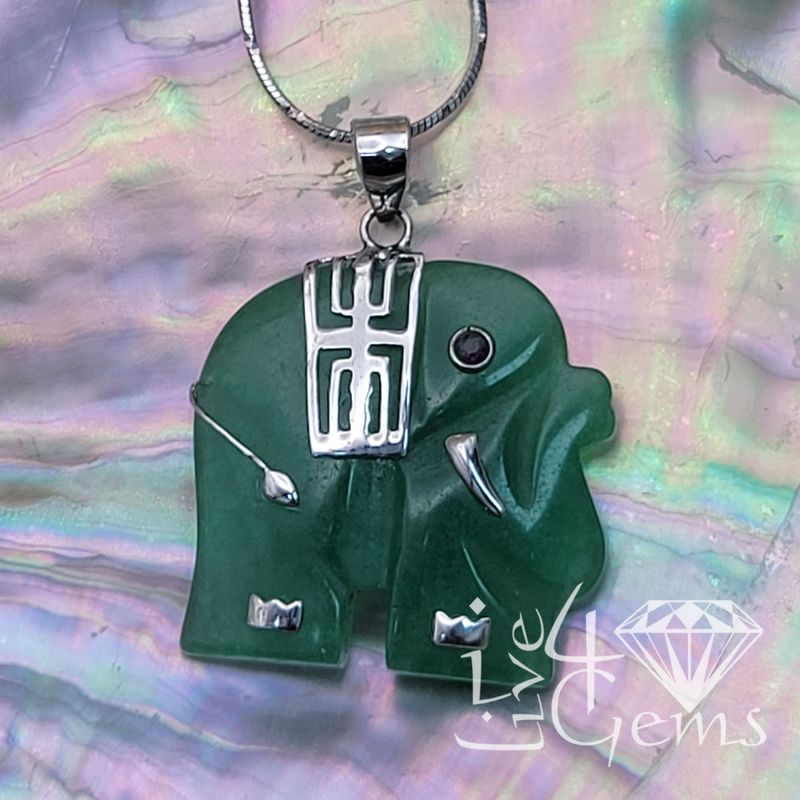 Silver Jade Elephant Pendant/Chain
