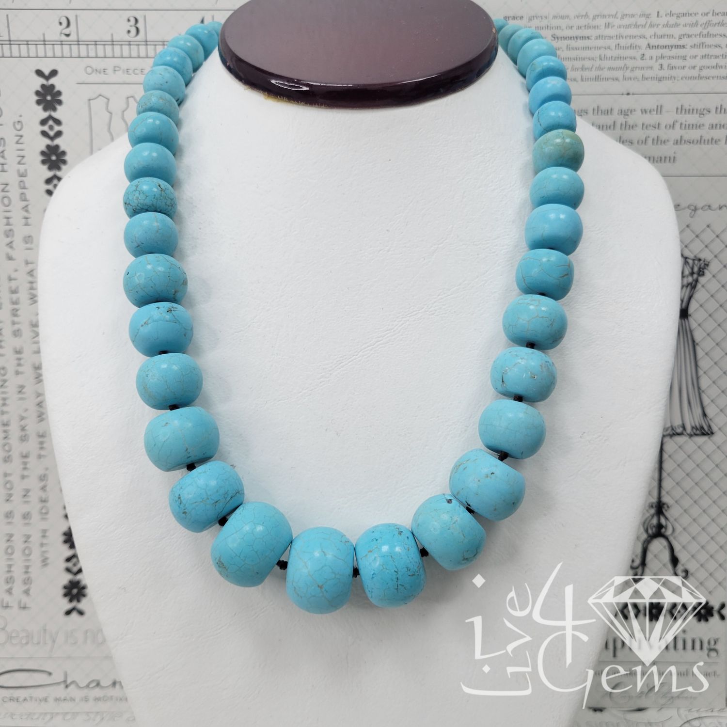 Graduated Matte Rondelle Blue Magnesite L19&quot; 1.5&quot;Extend