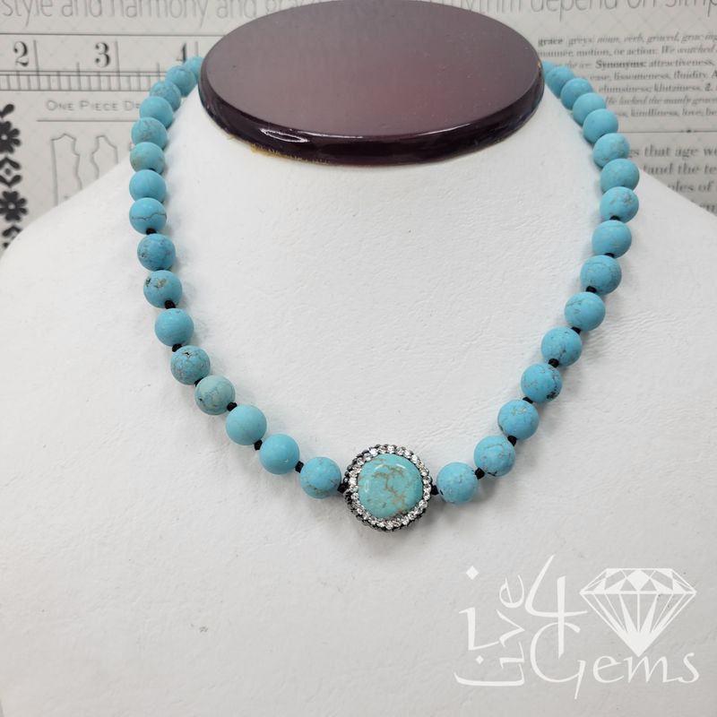 Magnesite Blue Turquoise  Choker Necklace