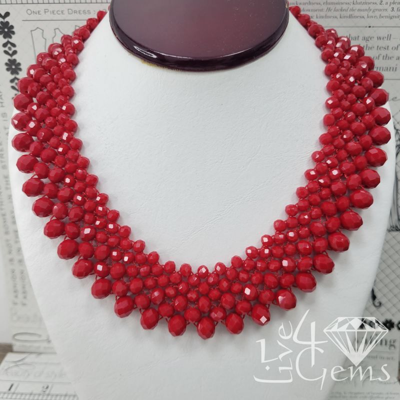 Faceted Red Bead Collar Necklace