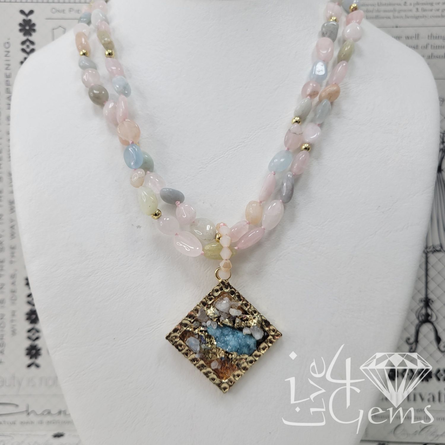 Double Strand Morganite Gemstone Necklace