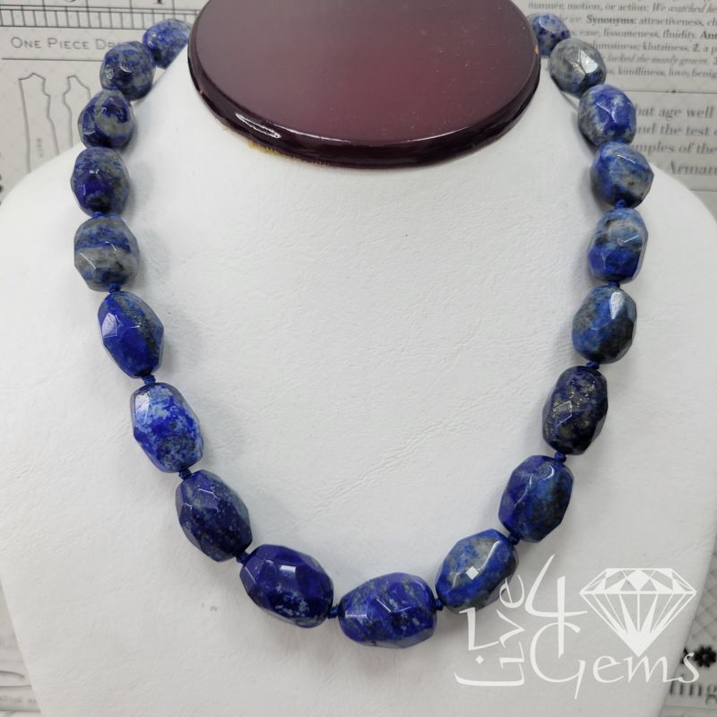 Faceted Lapis Lazuli Barrel 18&quot;L 1.5 ext