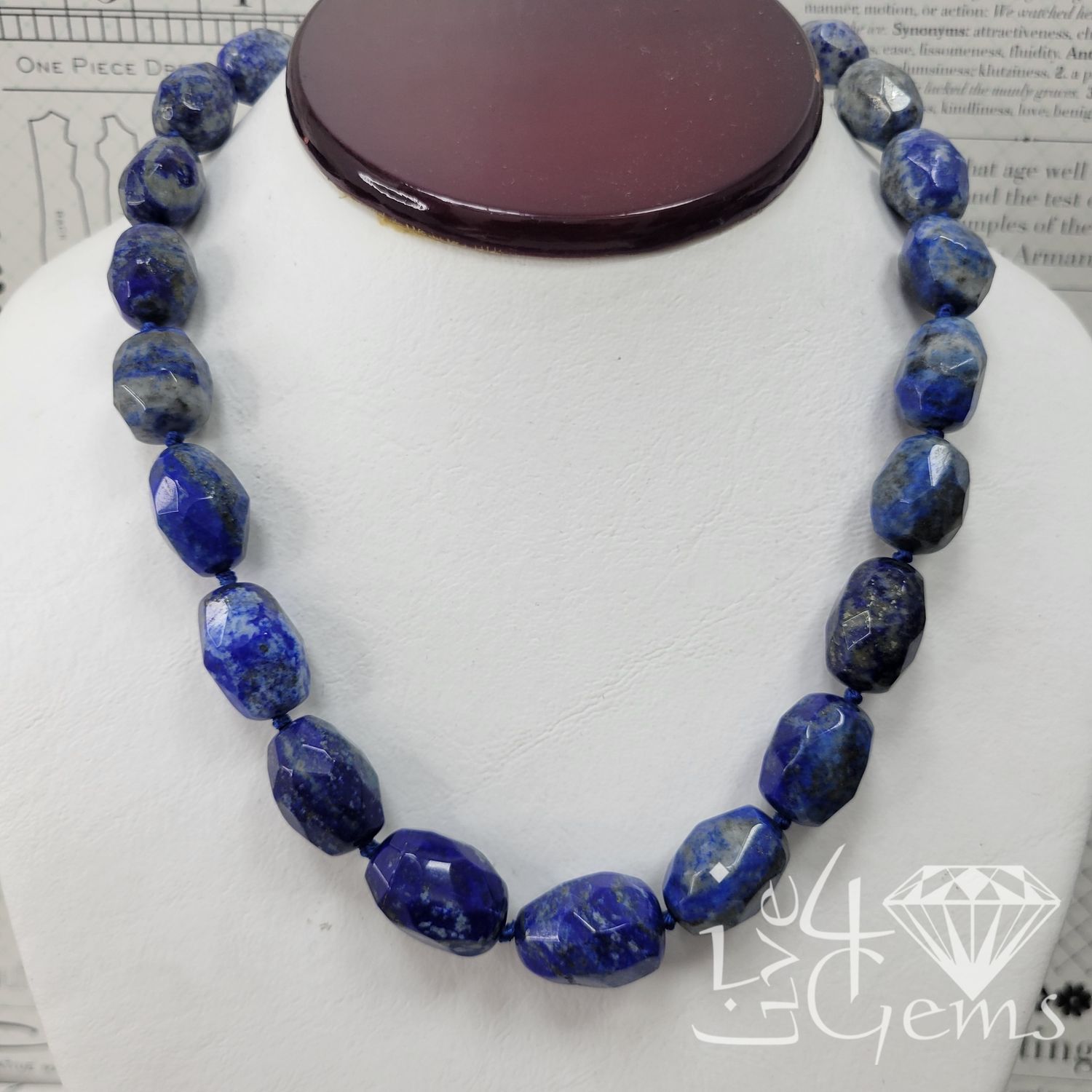 Faceted Lapis Lazuli Barrel 18&quot;L 1.5 ext