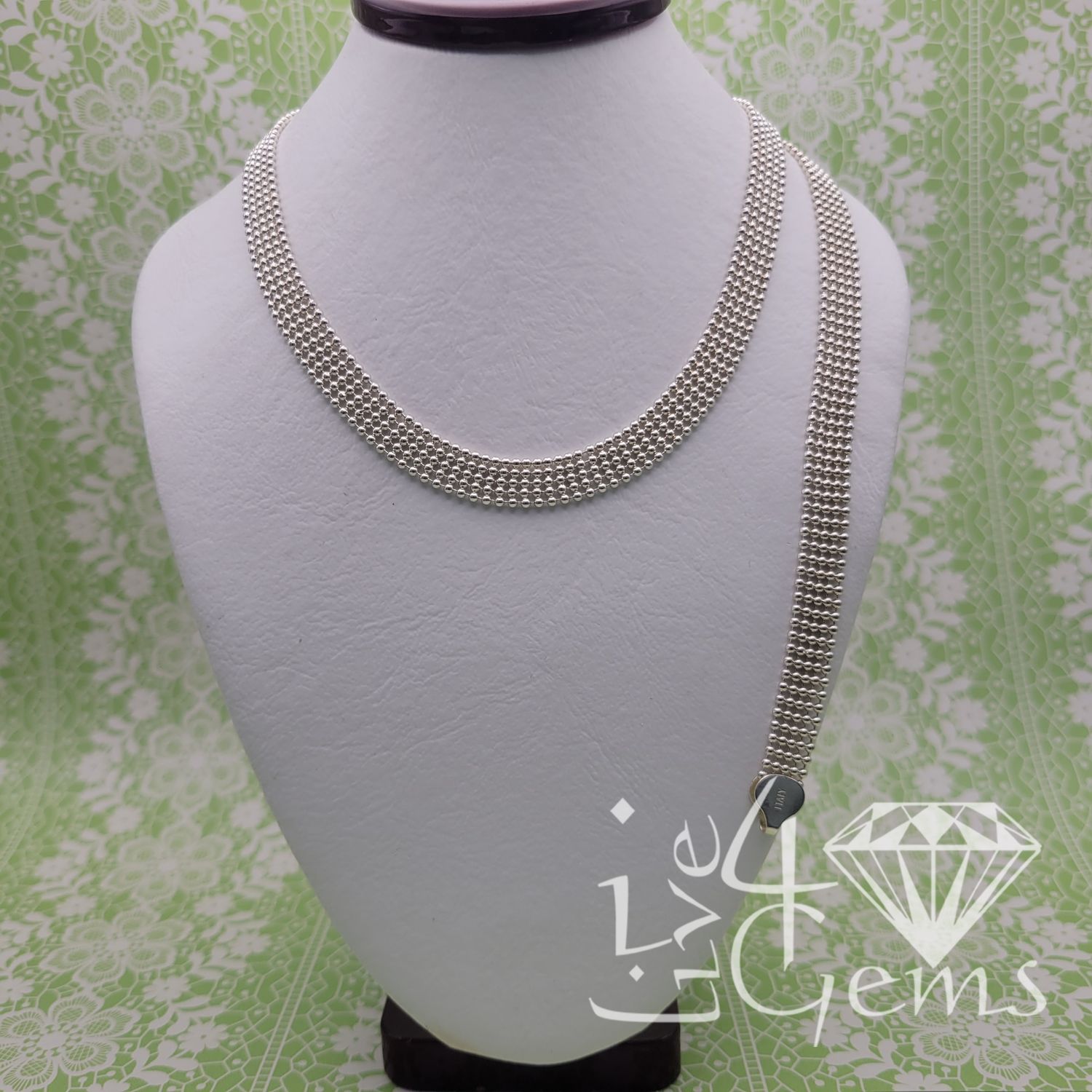 Silver Bead Chain and Bracelet Set