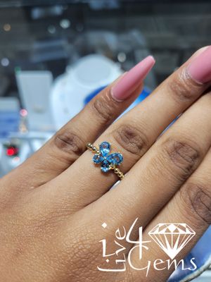 10kty Blue Topaz Butterfly Ring