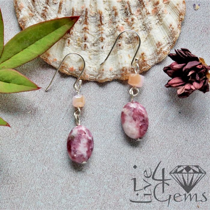 Beaded Pink Agate Crystal Drop Earring