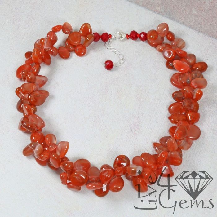 16&quot; Double Strand Red Agate Torsade Necklace