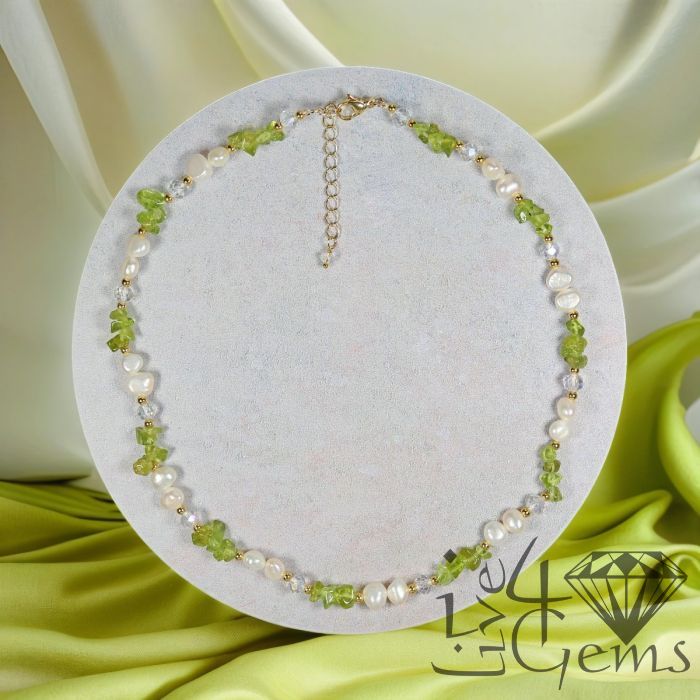 16.5&quot; Peridot and Freshwater Cultured Pearl Necklace