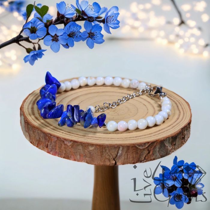 Free-Form Lapis Lazuli and White Turquoise Bracelet