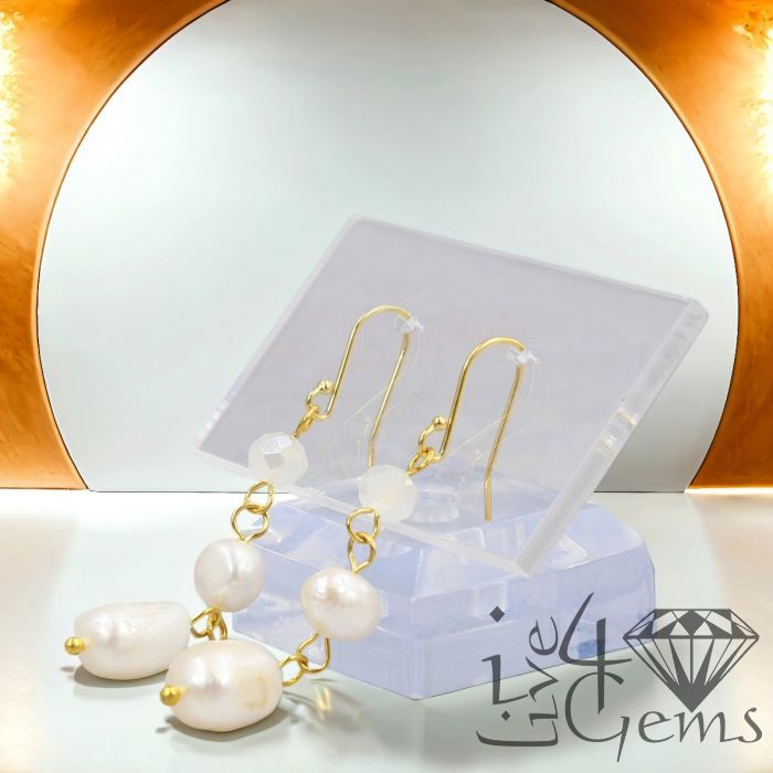 Faceted Crystal and Pearl Gemstone Earring