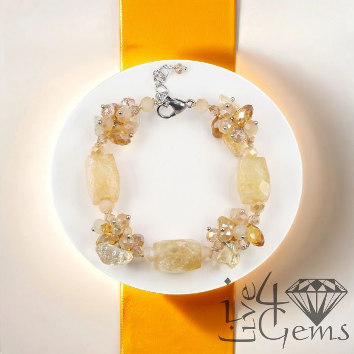 7&quot; Citrine w Pearls and Crystal Bracelet