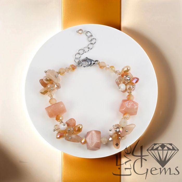 7&quot; Sunstone w Pearls and Crystal Bracelet