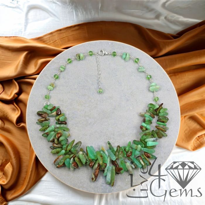 17&quot; Free-Form Chrysoprase Statement Necklace