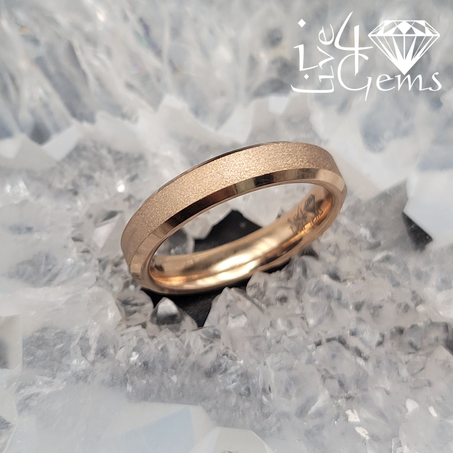 Tungsten Carbide Matte Rose Gold Band 4mm