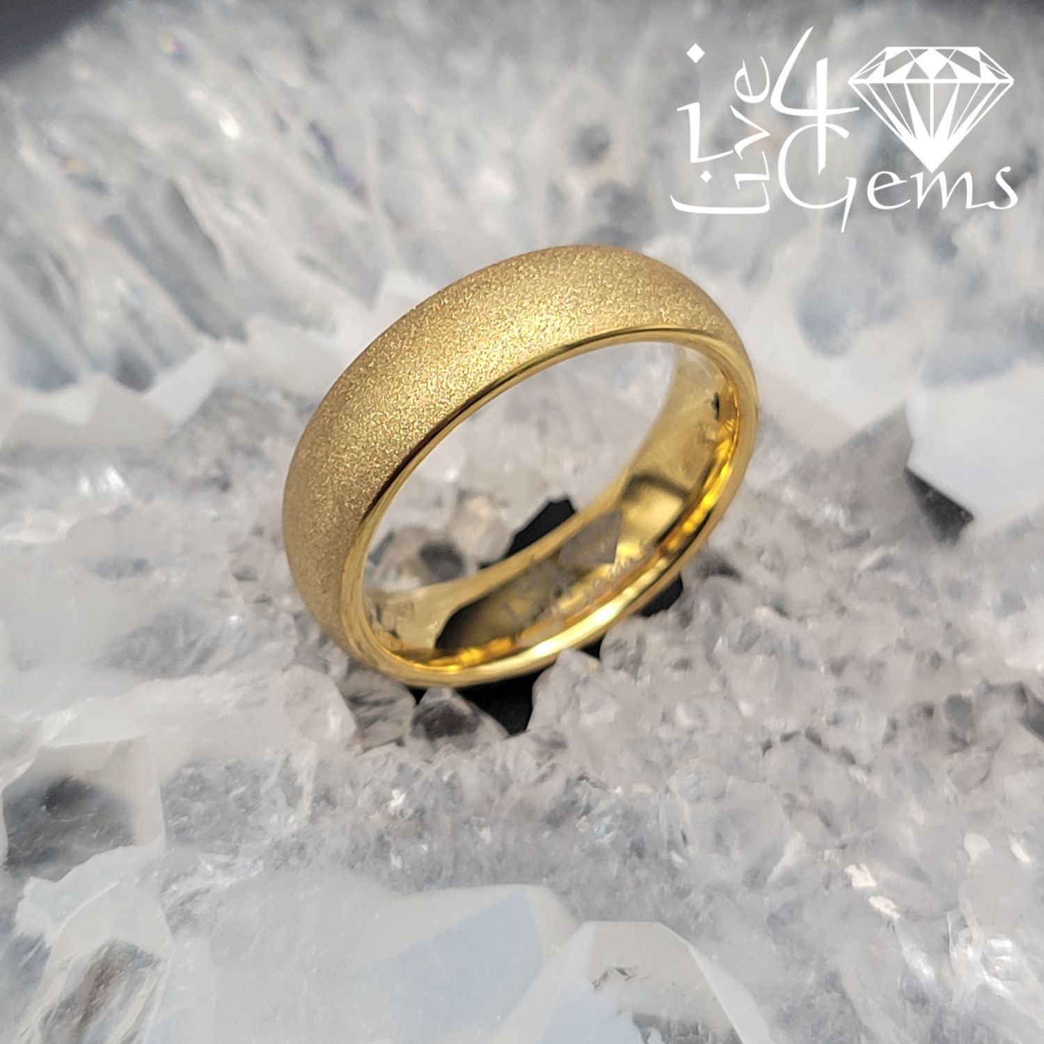 Tungsten Carbide 6mm Gold Sandblasting Band
