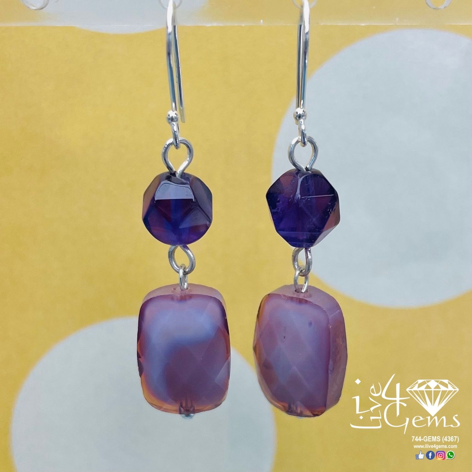 Crystal and Amethyst Gemstone Earring