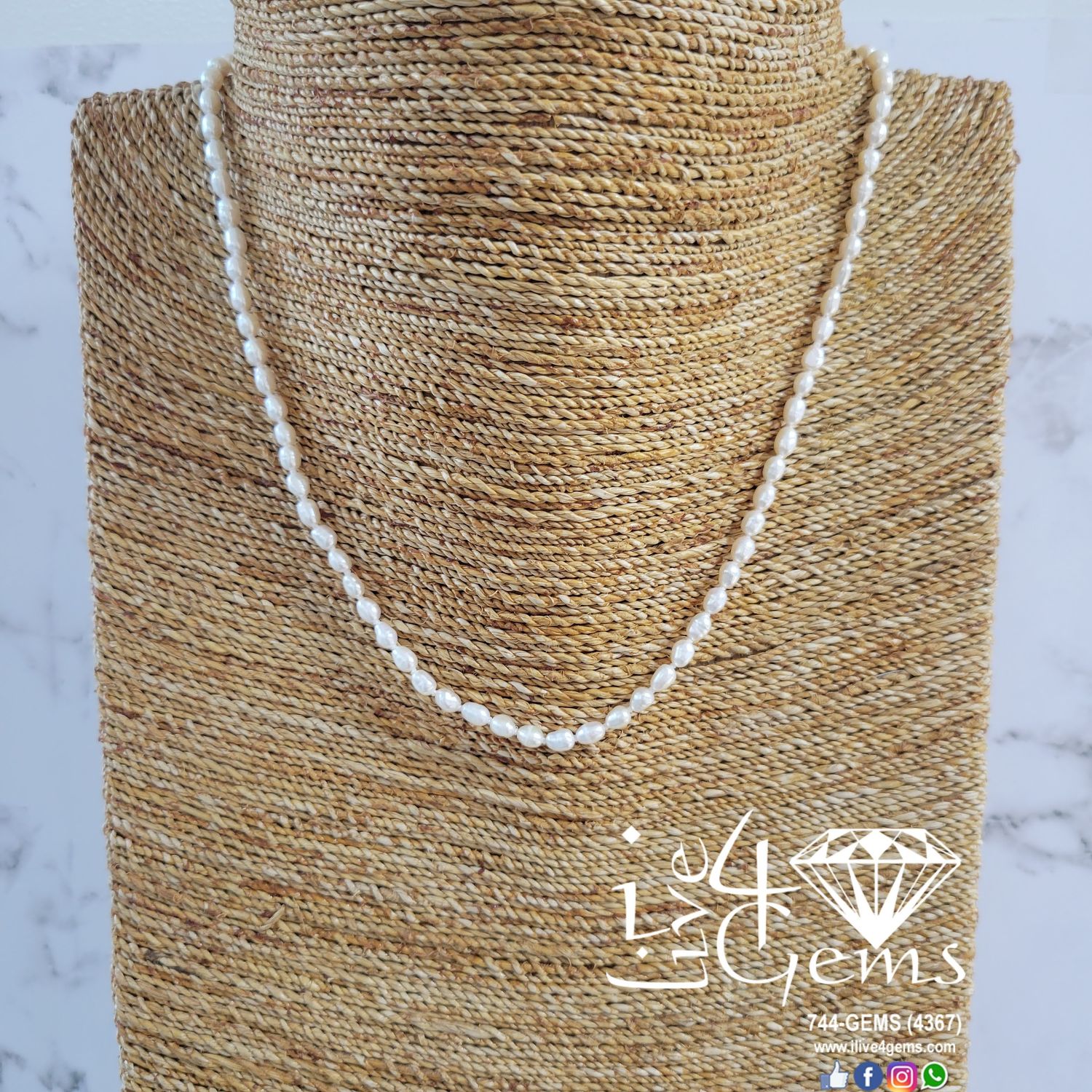 16&quot; 6mm White Rice Pearl Necklace