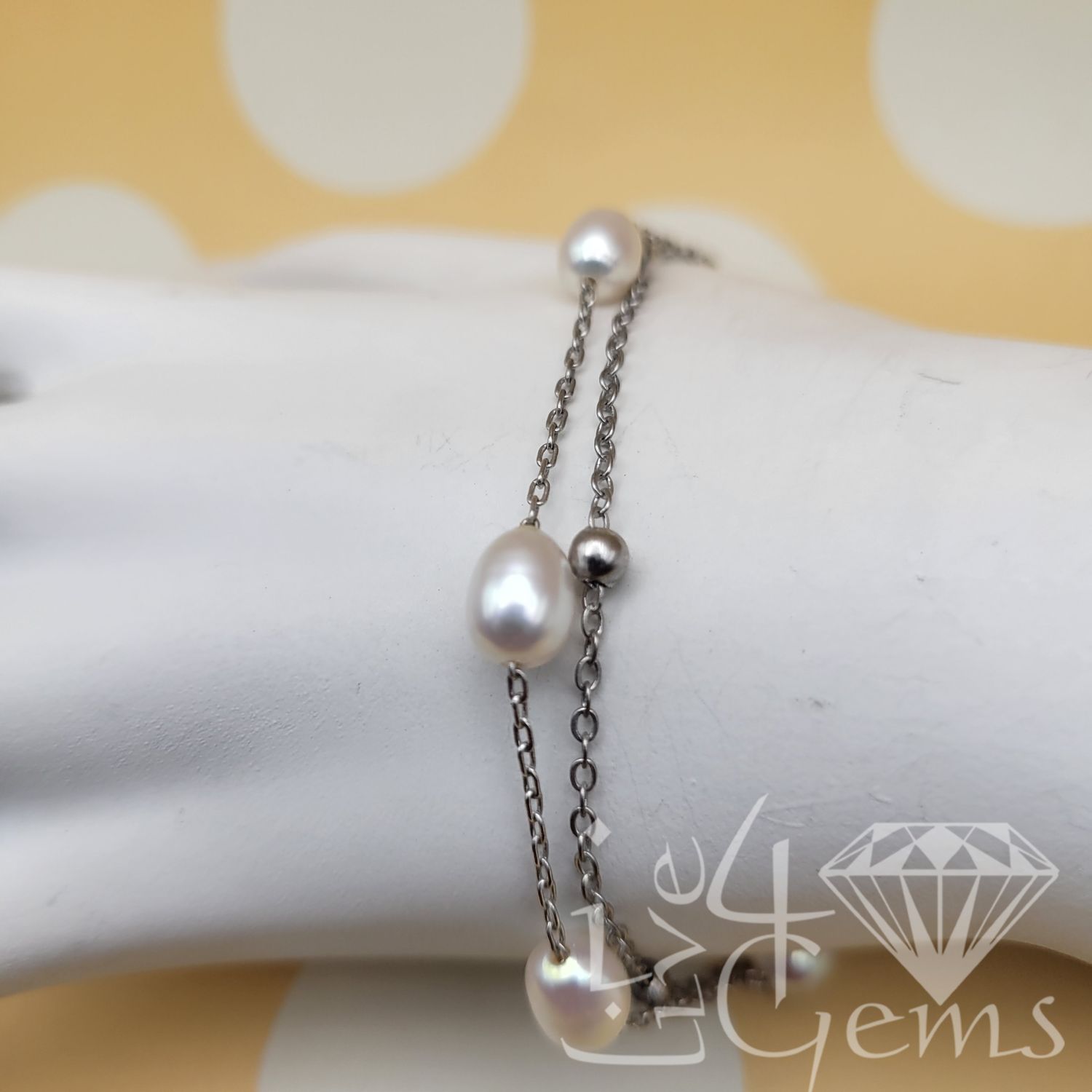 Silver Pearl Double Layer Bracelet