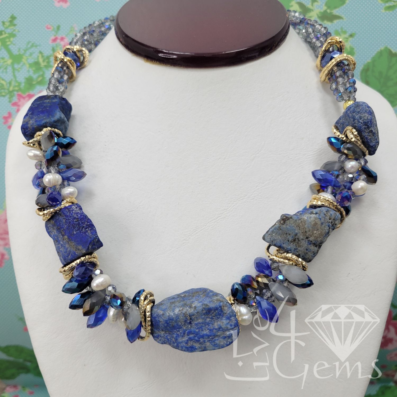 20&quot; Magnetic Clasp Lapis Lazuli Crystal Necklace