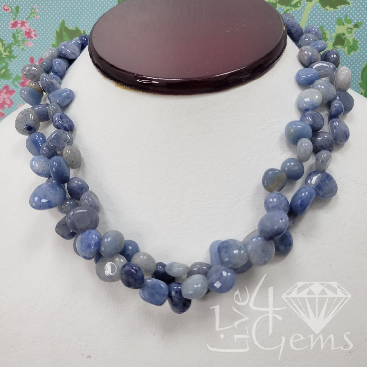 16&quot; Double Strand Blue Aventurine Torsade Necklace