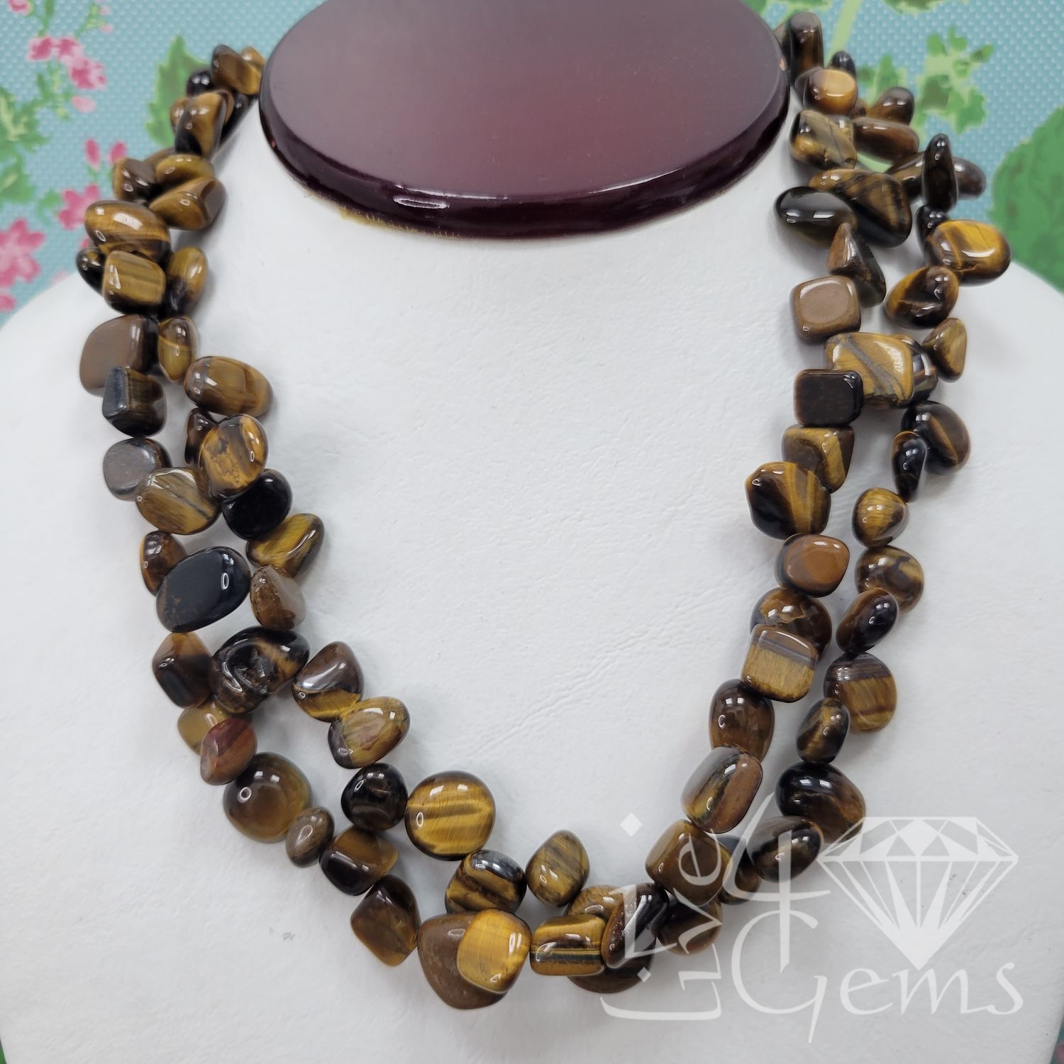 16&quot; Double Strand Tiger&#39;s Eye Torsade Necklace